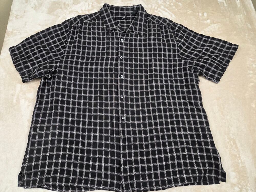 Axis LA Black & White Grid Check Button-Up